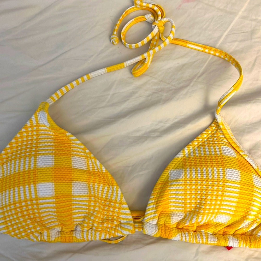 Plaid Yellow triangle target bikini top